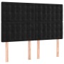 Cama box spring colchón y LED terciopelo negro 140x190 cm