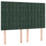 Cama box spring colchón y LED terciopelo verde oscuro 140x190cm