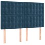 Cama box spring colchón y LED terciopelo azul oscuro 140x190 cm