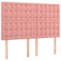 Cama box spring colchón y LED terciopelo rosa 140x190 cm