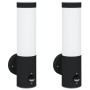 Lámparas de pared exteriores  con sensor 2 piezas Acero inoxidable negro IP44 | Foro24.es | Tu tienda online para hogar, jardín y más Foro24.es