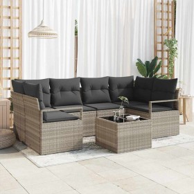 Conjunto de sofá de jardín 7 pcs Gris claro y gris oscuro