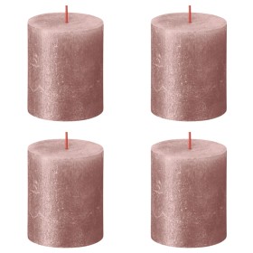 Bolsius Velas rústicas Shimmer 4 unidades rosa 80x68 mm