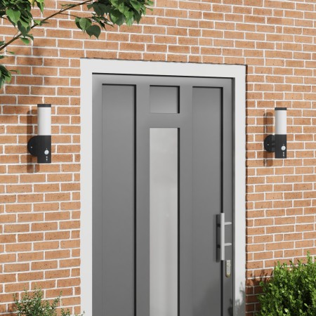 Luz de pared exterior con sensor 2 pcs Acero Inoxidable Negro IP44 | Foro24.es | Tu tienda online para hogar, jardín y más Foro24.es