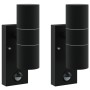 Luces de Pared Exteriores con Sensor 2 pcs acero inoxidable negro IP44 | Foro24.es | Tu tienda online para hogar, jardín y más Foro24.es