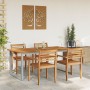 Mesa de Comedor de Exterior  Gris 180x90x75 cm Acero y Madera Sólida de Acacia | Foro24.es | Tu tienda online para hogar, jardín y más Foro24.es