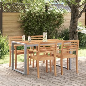 Mesa de Comedor Exterior Gris 140x80x75 cm Acero