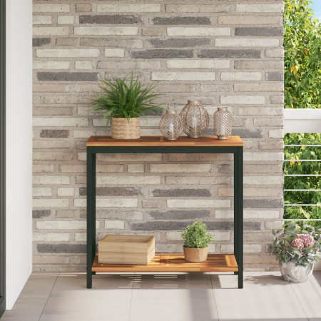 Mesa Exterior Natural y Negra 35x80x75 cm Madera Maciza y Acero von , Gartentische - Ref: Foro24-4010606, Preis: 95,65 €, Rab...