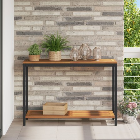 Mesa de Exterior Natural & Negra 35x110x75 cm Madera Maciza y Acero by , Garden tables - Ref: Foro24-4010607, Price: 130,83 €...