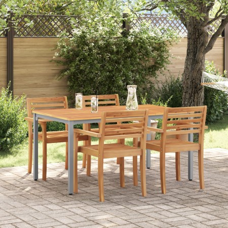 Mesa de Jardín 150x90x75 cm de Madera de Acacia Sólida y Metal by , Garden tables - Ref: Foro24-4010615, Price: 196,78 €, Dis...