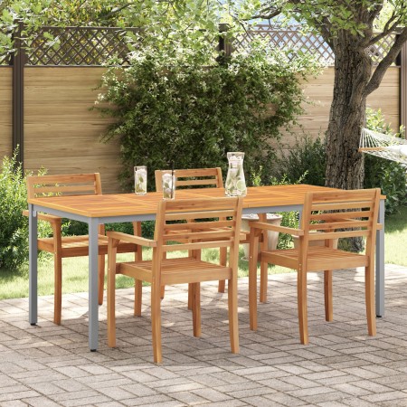 Mesa de Jardín 200x90x75 cm de Madera Maciza de Acacia y Metal by , Garden tables - Ref: Foro24-4010617, Price: 250,71 €, Dis...