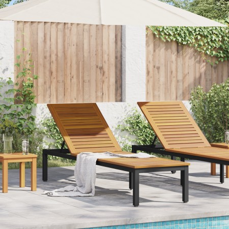 Tumbona Negra 200x55x35 cm Madera maciza de Acacia | Foro24.es | Tu tienda online para hogar, jardín y más Foro24.es