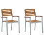 Sillas de Jardín 2 pcs Gris de Madera Sólida de Acacia y Acero | Foro24.es | Tu tienda online para hogar, jardín y más Foro24.es