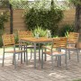 Juego de 4 Sillas de Jardín Grises de Madera Maciza de Acacia y Acero de , Sillas de jardín - Ref: Foro24-4010625, Precio: 30...