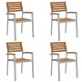 Juego de 4 Sillas de Jardín Grises de Madera Maciza de Acacia y Acero de , Sillas de jardín - Ref: Foro24-4010625, Precio: 30...