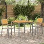 Sillas de Exterior  2 pcs Apilables de Madera Sólida Acacia y Metal Gris | Foro24.es | Tu tienda online para hogar, jardín y más Foro24.es