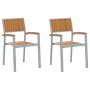 Sillas de Exterior  2 pcs Apilables de Madera Sólida Acacia y Metal Gris | Foro24.es | Tu tienda online para hogar, jardín y más Foro24.es