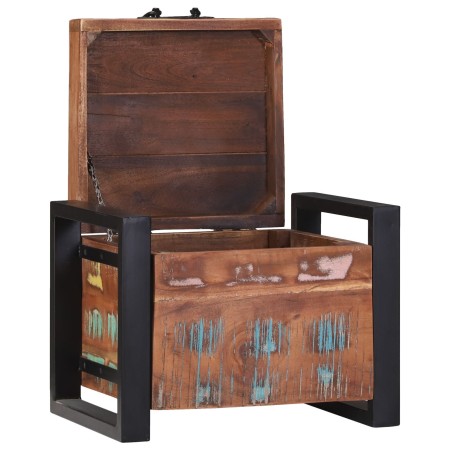 Baúl de Almacenamiento 40x30x30cm de Madera Maciza Recuperada y Metal | Foro24.es | Tu tienda online para hogar, jardín y más Foro24.es