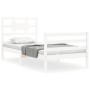 Weißer Massivholzbettrahmen mit Kopfteil 90x200 cm von vidaXL, Betten und Lattenroste - Ref: Foro24-3194427, Preis: 99,43 €, ...