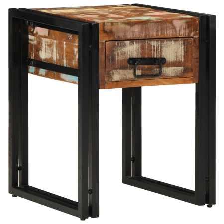 Mesa Auxiliar con Cajón Negra 40x40x50 cm de Madera Maciza Recuperada by , Side tables - Ref: Foro24-4016713, Price: 85,75 €,...