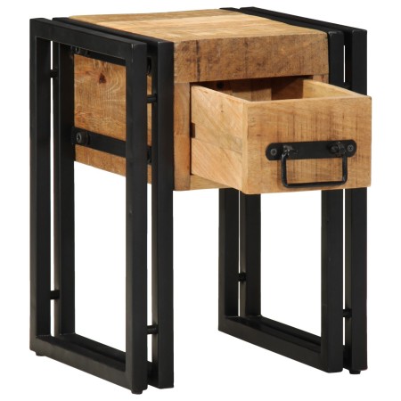 Mesa Auxiliar  con Cajón Negra 30x30x40 cm de Madera Maciza de Mango | Foro24.es | Tu tienda online para hogar, jardín y más Foro24.es