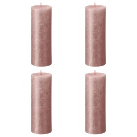 Bolsius Velas rústicas Shimmer 4 unidades rosa 190x68 mm