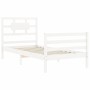 Weißer Massivholzbettrahmen mit Kopfteil 90x200 cm von vidaXL, Betten und Lattenroste - Ref: Foro24-3194427, Preis: 99,43 €, ...