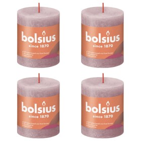 Bolsius Velas rústicas Shine 4 unidades rosa ceniza 80x68 mm