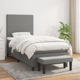 Cama box spring con colchón tela gris oscuro 80x200 cm en Camas y somieres | Comprar online en Foro24