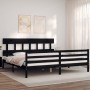 Estructura de cama con cabecero madera maciza negro 200x200 cm | Foro24.es | Tu tienda online para hogar, jardín y más Foro24.es