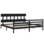 Bed frame with black solid wood headboard 200x200 cm by vidaXL, Beds and slatted bases - Ref: Foro24-3195180, Price: 171,43 €...