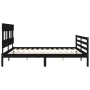 Bed frame with black solid wood headboard 200x200 cm by vidaXL, Beds and slatted bases - Ref: Foro24-3195180, Price: 171,43 €...