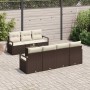 Conjunto de sofá de jardín 8 pcs Marrón y crema 55 x 55 x 37 cm