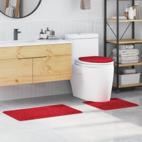 Set de 3 Alfombrillas de Baño Rojo Polipropileno