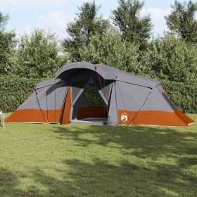 Tienda Familiar con Ventanas Cúpula Gris y Naranja para 6 Personas Impermeable de , Tiendas de campaña - Ref: Foro24-4100672,...