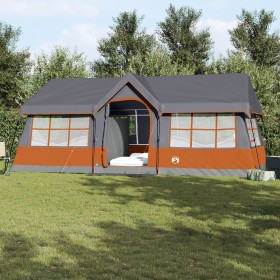 Tienda de Camping con Ventanas Gris y Naranja