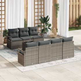 Conjunto de sofá de jardín 8 pcs Gris 55 x 55 x 37 cm