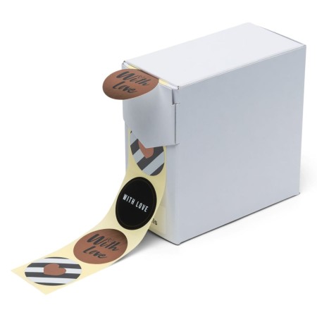 rillprint Pegatinas de regalo 250 piezas 4 rollos rosa, marrón y negro de rillprint, Cinta para etiquetar - Ref: Foro24-44104...