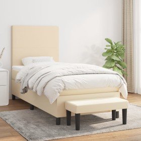 Cama box spring con colchón tela color crema 100x200 cm en Camas y somieres | Comprar online en Foro24