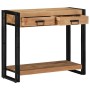 Mesa Consola Negra 90x33x75 cm de Madera Maciza de Acacia y Metal by , Side tables - Ref: Foro24-4102737, Price: 198,38 €, Di...
