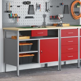 Banco de trabajo con puerta con cerradura Rojo 100x55x85 cm Acero by , Work tables - Ref: Foro24-4103459, Price: 183,67 €, Di...