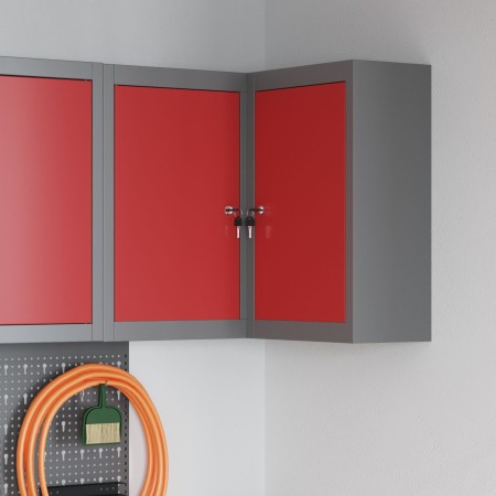 Armario de Herramientas Esquina VidaXL Montado en la Pared y Cerrable de Acero Rojo by , Tool cabinets - Ref: Foro24-4103468,...