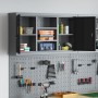 Cabinet de herramientas vidaxl montado en la pared con panel de clavijas negro 100x20x55 cm acero by , Tool cabinets - Ref: F...