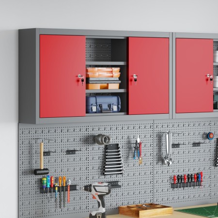 Gabinete de herramientas montado en la pared de con panel perforado rojo 100x20x55 cm de acero by , Tool cabinets - Ref: Foro...