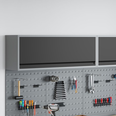 Gabinete de Herramientas Montado en la Pared con Puerta de Elevación a Gas Negro 100x25x35 cm by , Tool cabinets - Ref: Foro2...