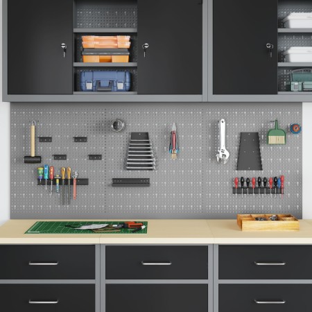 Tableros de Clavijas - Paquete de 3 con 15 accesorios, Gris, 50x60 cm, Acero von , Werkzeugorganisation und -lagerung - Ref: ...