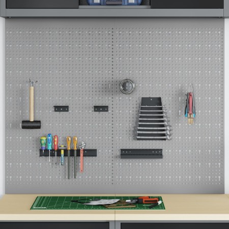 Tableros de Perforación 2 Pack con 8 Accesorios, Gris, 100x80 cm de Acero | Foro24.es | Tu tienda online para hogar, jardín y más Foro24.es