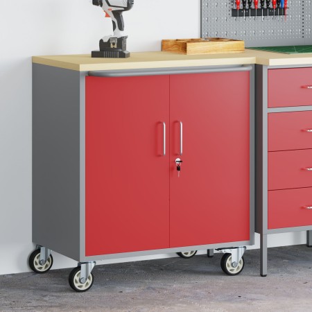 Gabinete de Herramientas con Ruedas y Puertas Cerrables Rojo 75x45x85 cm Acero von , Werkzeugschränke - Ref: Foro24-4103486, ...