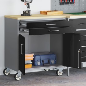 Gabinete de herramientas con ruedas y puertas bloqueables Negro 75x45x85 cm Acero von , Werkzeugschränke - Ref: Foro24-410348...