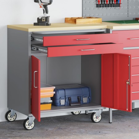 Gabinete de Herramientas con Ruedas y Cerradura Rojo 75x45x85 cm de Acero by , Tool cabinets - Ref: Foro24-4103488, Price: 19...